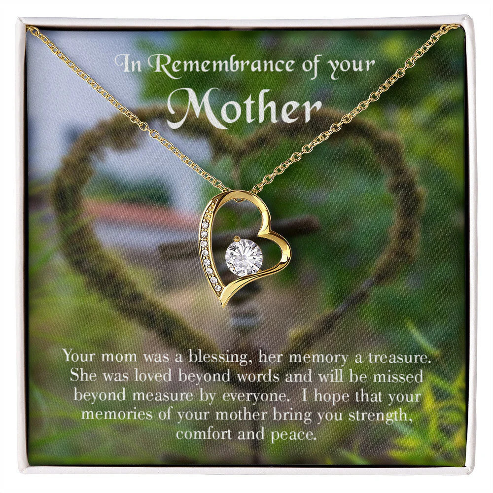 Mom Memory Treasure Forever Love CZ Heart Necklace White Gold Luxury Box